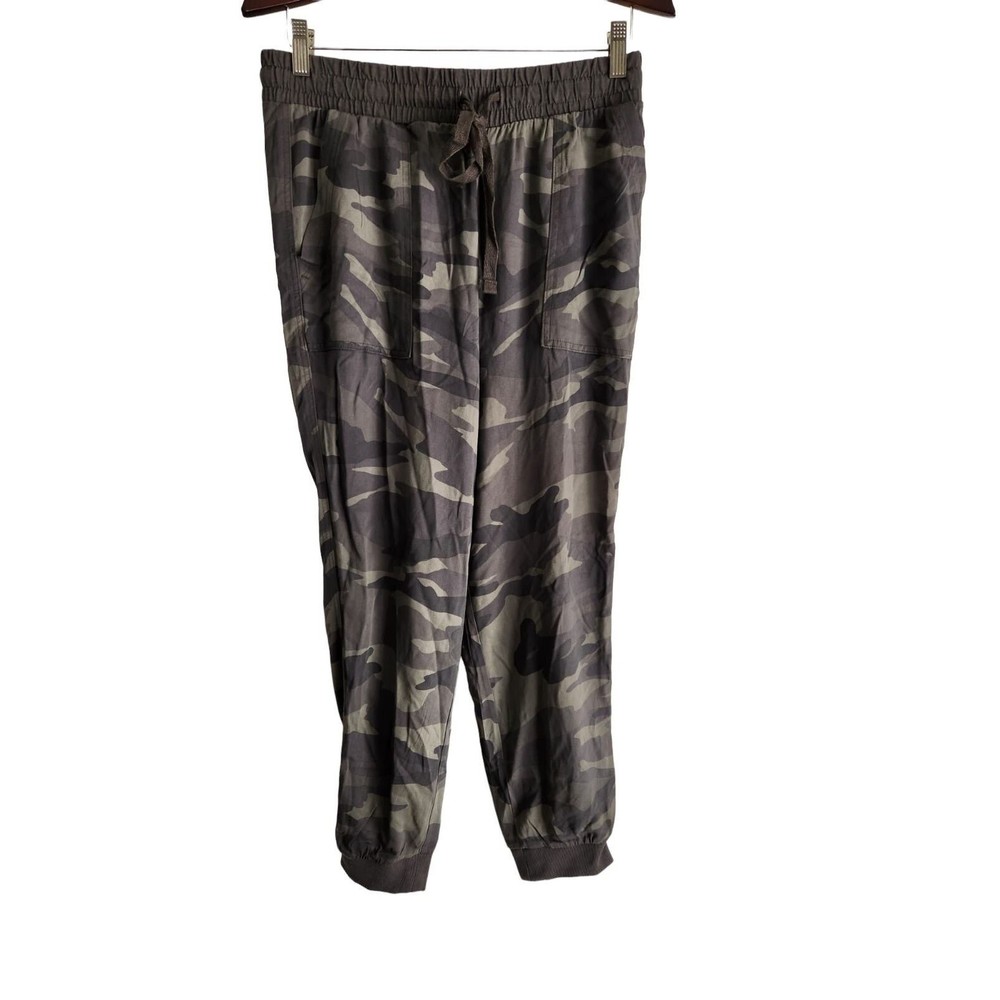 Splendid Camo Print Army Green‎ 100% Rayon Drawstring Joggers Pant Size Medium